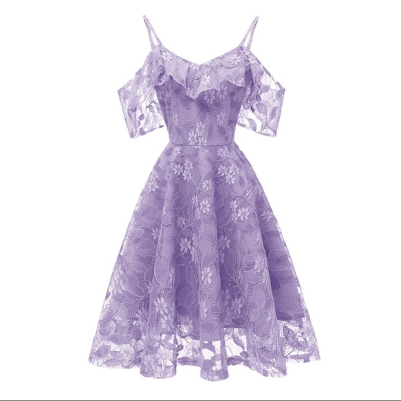MissFo Dresses & Skirts - Lilac Lavender Lace A-Line Dress